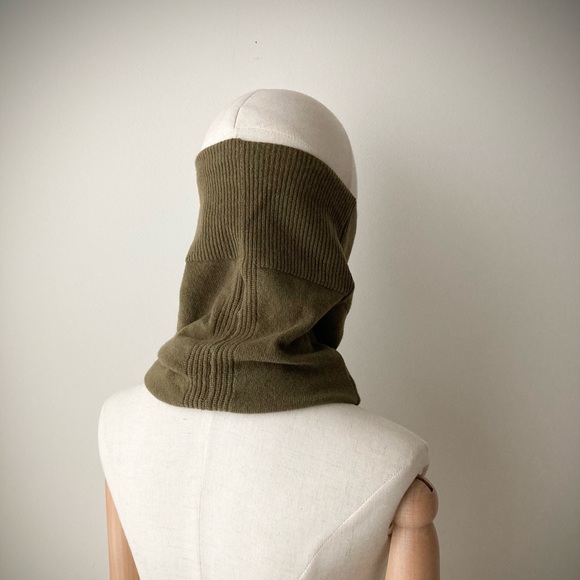 joodito 100% cashmere snood scarf cowl high collar turtleneck army drab green - Picture 5 of 8